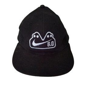 Nike 6.0 Baseball Cap Black White Fitted 8-20 Cotton Embroidered Logo Skateboard